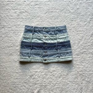 Striped Denim Mini Skirt